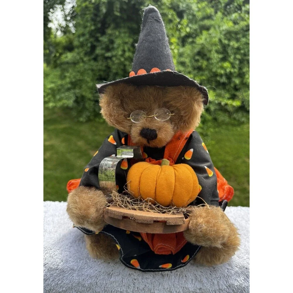 VTG 1992 Signed Artist Made Halloween Witch Bear Plush 14